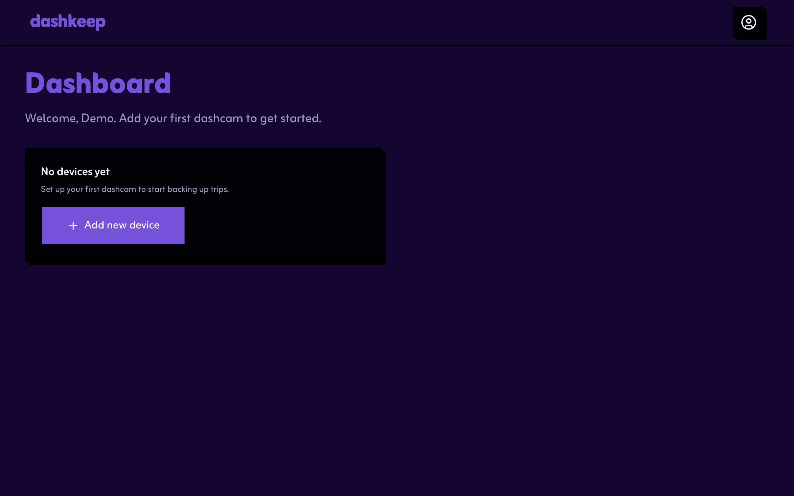 The empty dashboard
