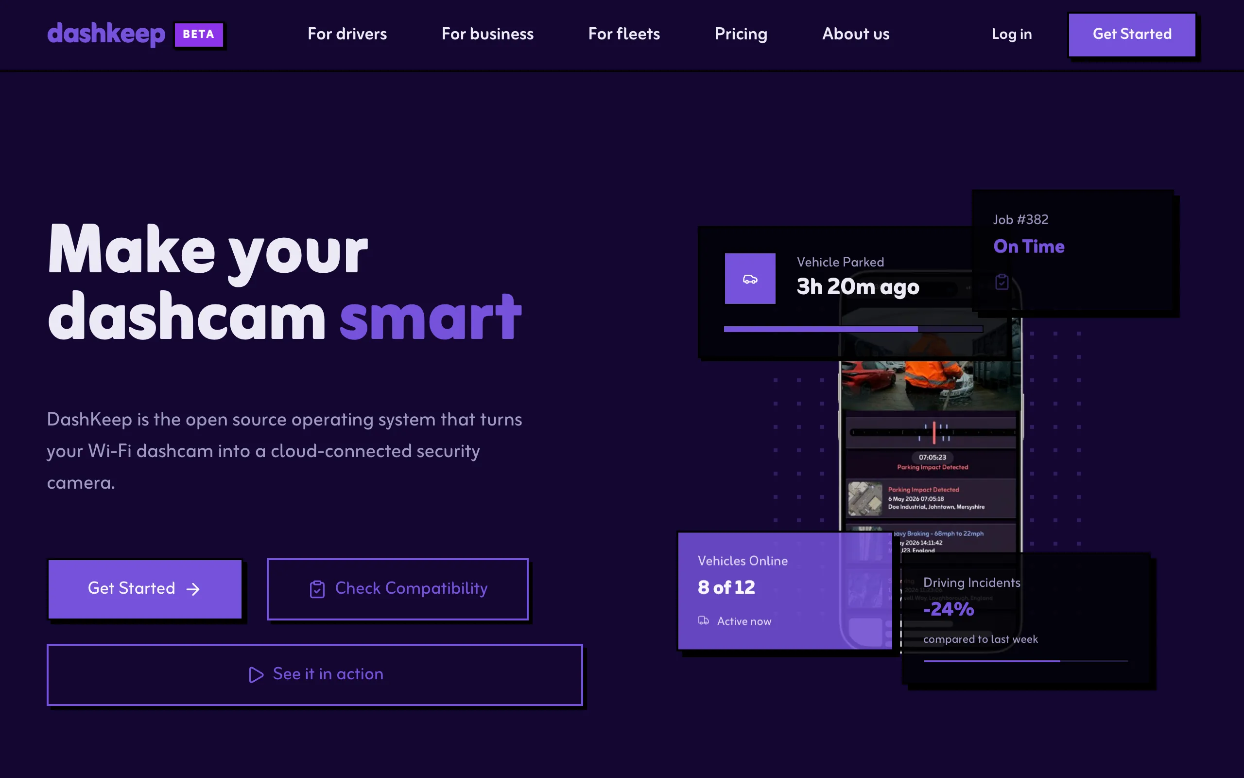The DashKeep homepage