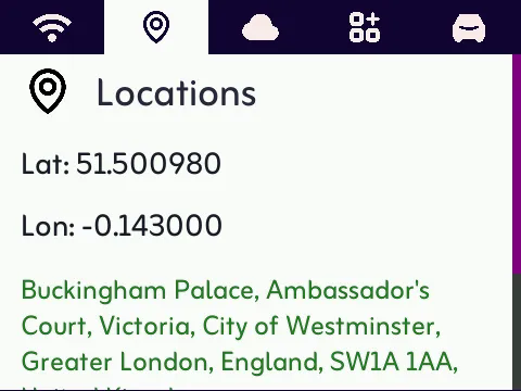 The locations tab