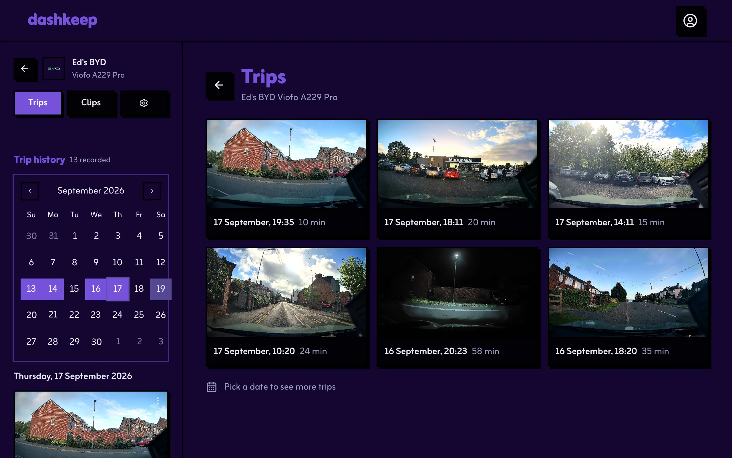 A day with recorded trips