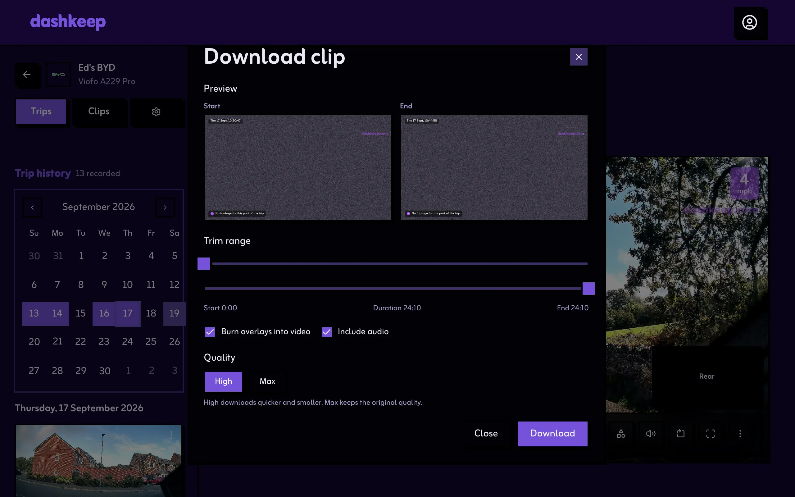 The download dialog