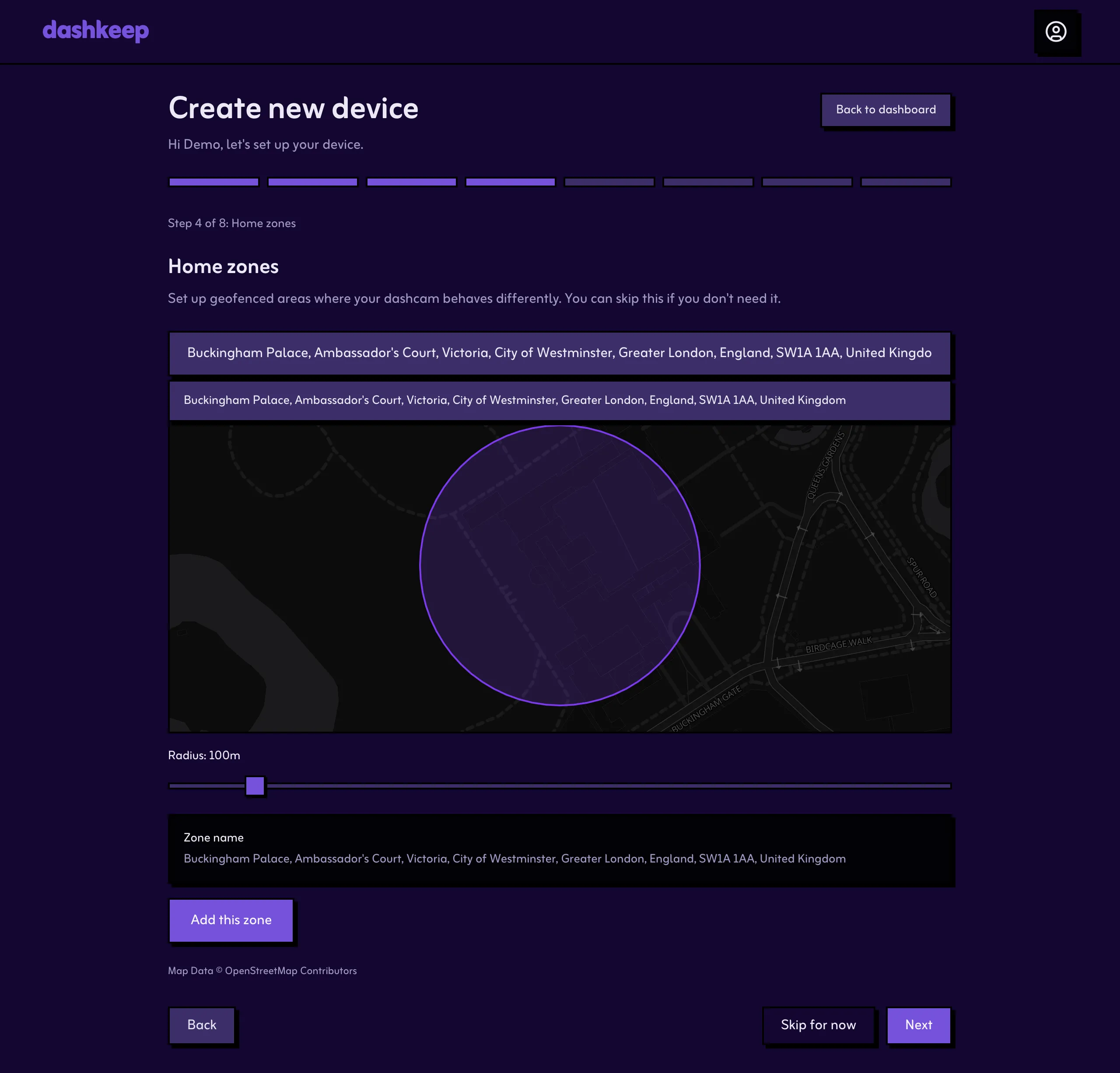 Step 4, placing the zone on the map