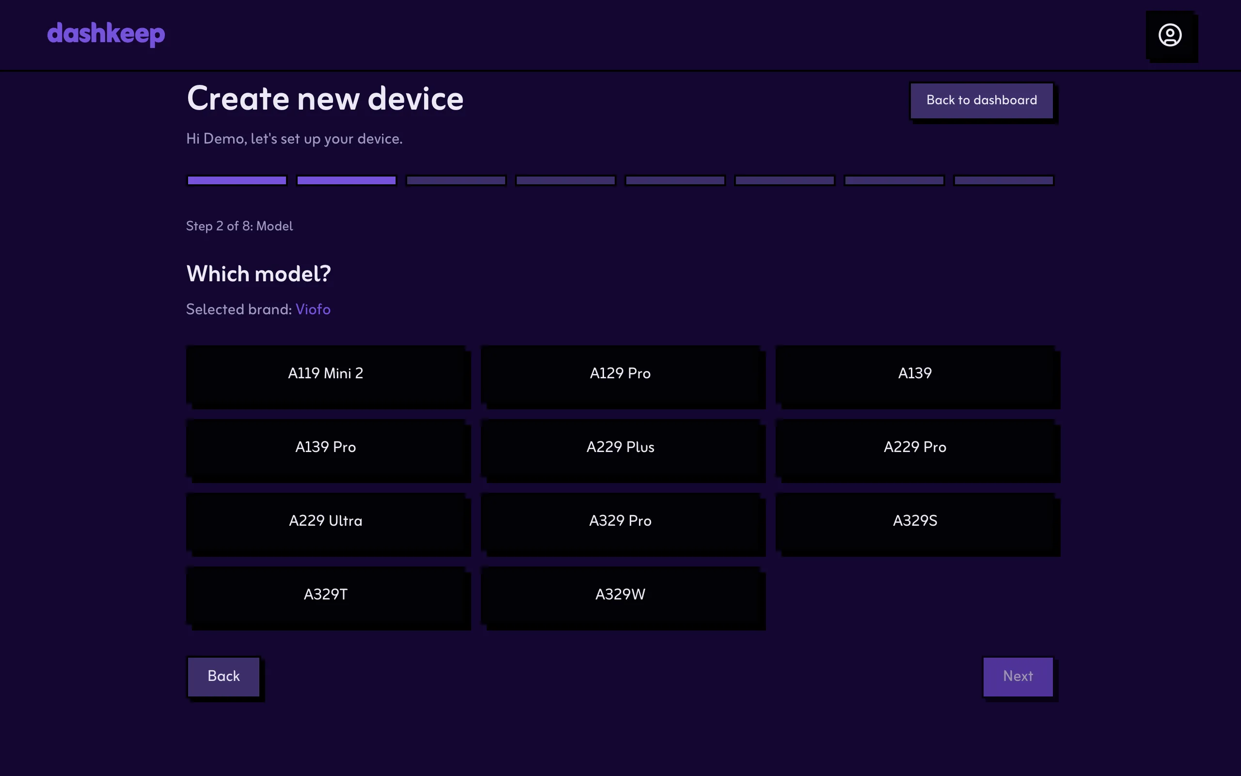 Step 2, choosing the model